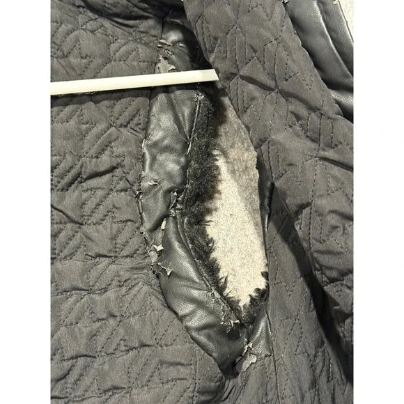 Zara Trafaluc Black Faux Fur Moto Vest Faux Leather Trim Small - Picture 8 of 9